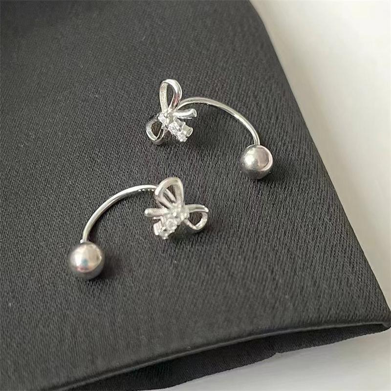 1Pair Elegant Bow Stud Earrings For Women Girls Sweet Temperament Bow Earrings Daily Wear Earrings Jewelry Accessories Gifts