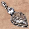 Pendant Turtella Jasper White Topaz Gemstone Valentine'Day Silver Jewelry 2"