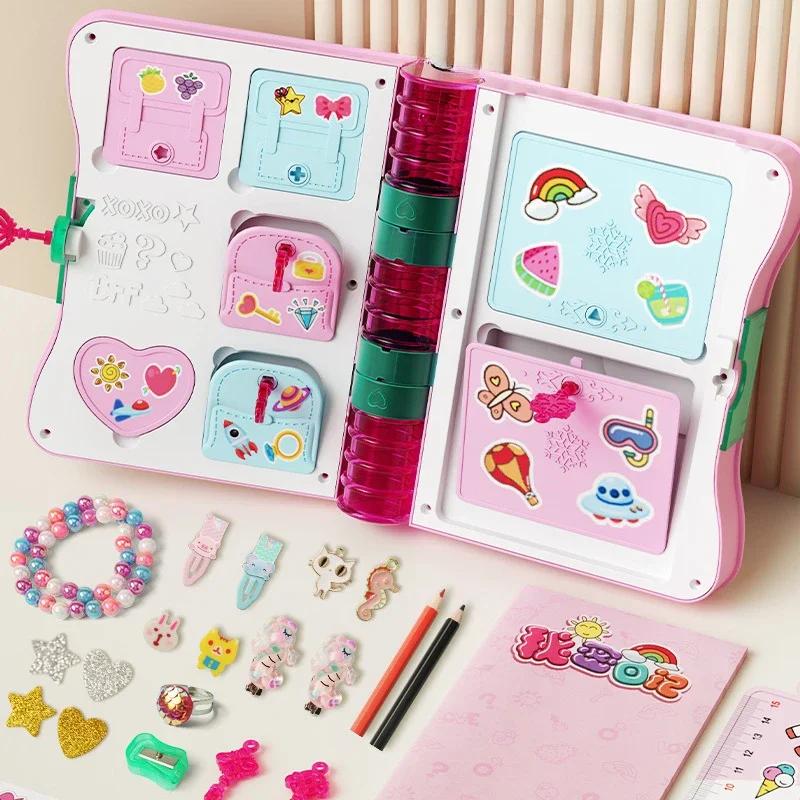 Набор для украшения и макияжа для детей, волшебная книга, шкатулка-сюрприз, кольца и браслеты ручной работы, набор для ролевых игр в принцессу, подарок на день рождения или Рождество для девочки.