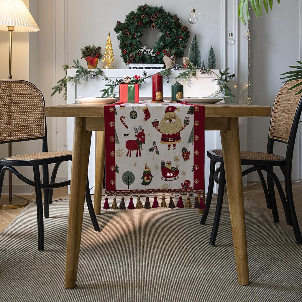 Imanqi Yun Jacquard Christmas Holiday Table Runner and Bed Runner