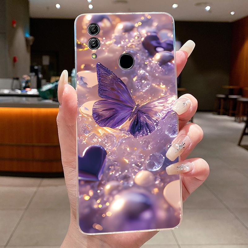 Phone Case For Honor 10 Lite/Huawei P Smart 2019 Coque Butterfly Bow Protective Casing Transparent Soft Silicone TPU Cover Funda