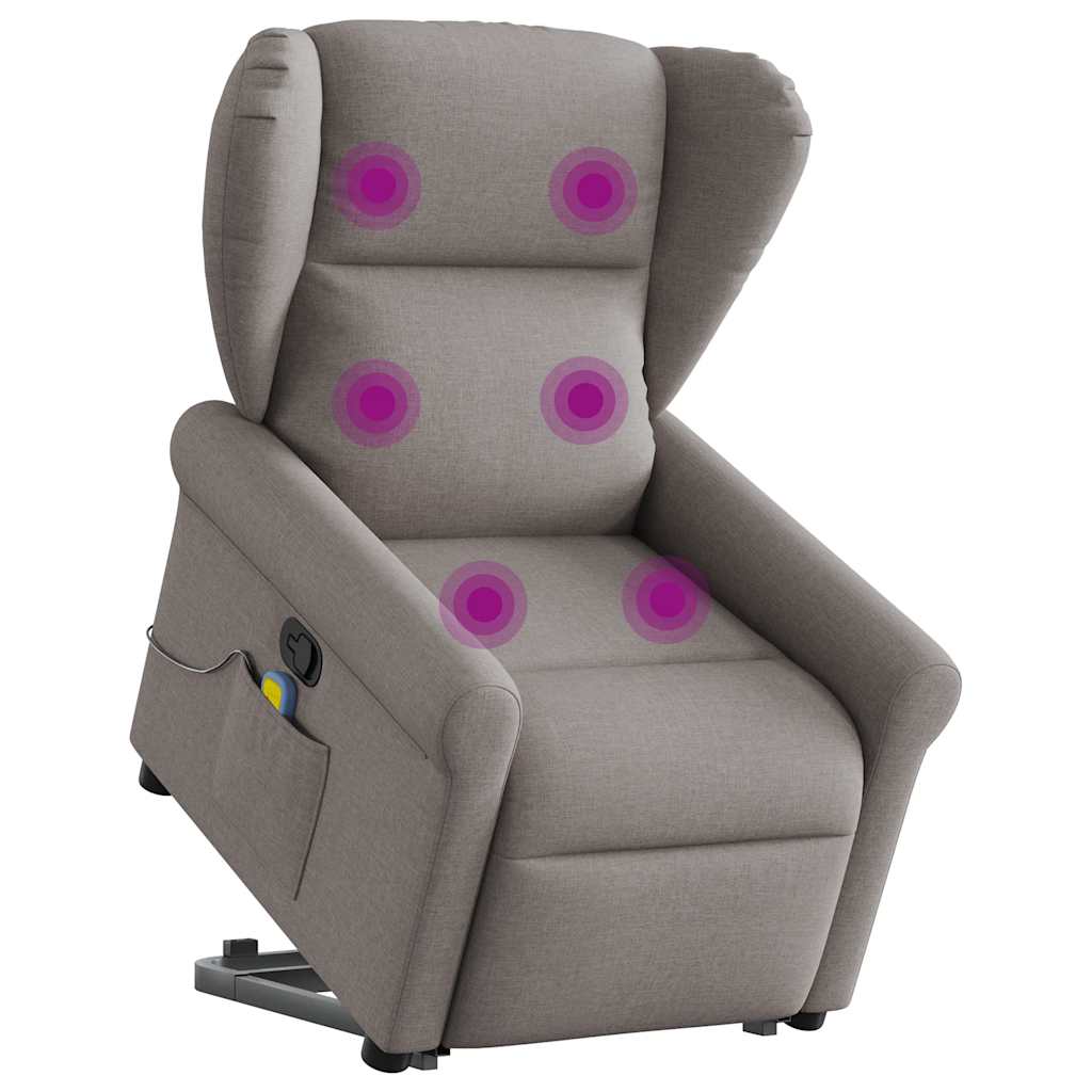 Massage Recliner with Rising Aid Taupe Fabric