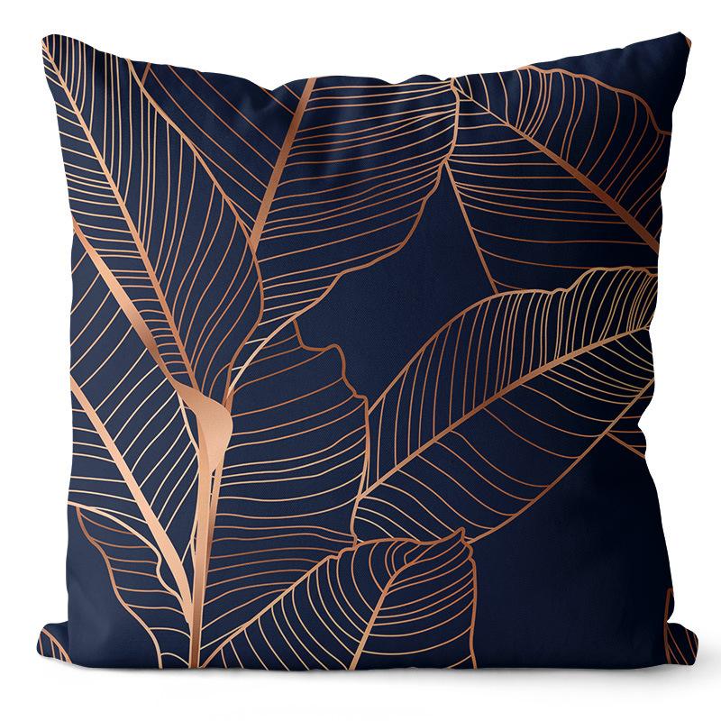 Golden Ginkgo Leaf Peach Skin Velvet Pillow Cover Leaf Print Home Pillow Cover Living Room Cushion Cover