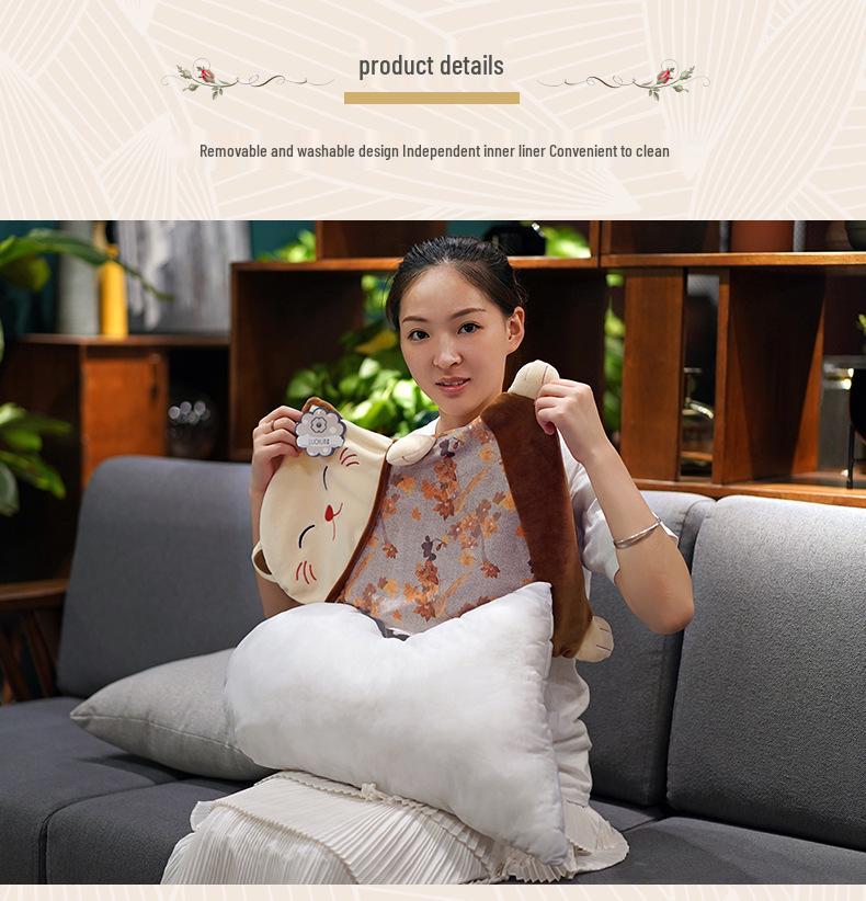 Подушка-поддержка для поясницы «Счастливый кот» двойного назначения для офиса, автомобиля и сна