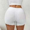 Sexy Lace Edge Ladies Ice Silk Solid Color Smooth Boxer Pants Seamless Elastic Large Size Women's Anti-skid Safety Pants EMA