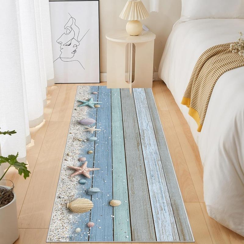 Подводный мир Беговой коврик Коралл Морская звезда Ракушка Раковина Морской конек Принт Ковер Ежедневный Домашний декор Нескользящий Коврик для прихожей Спальни