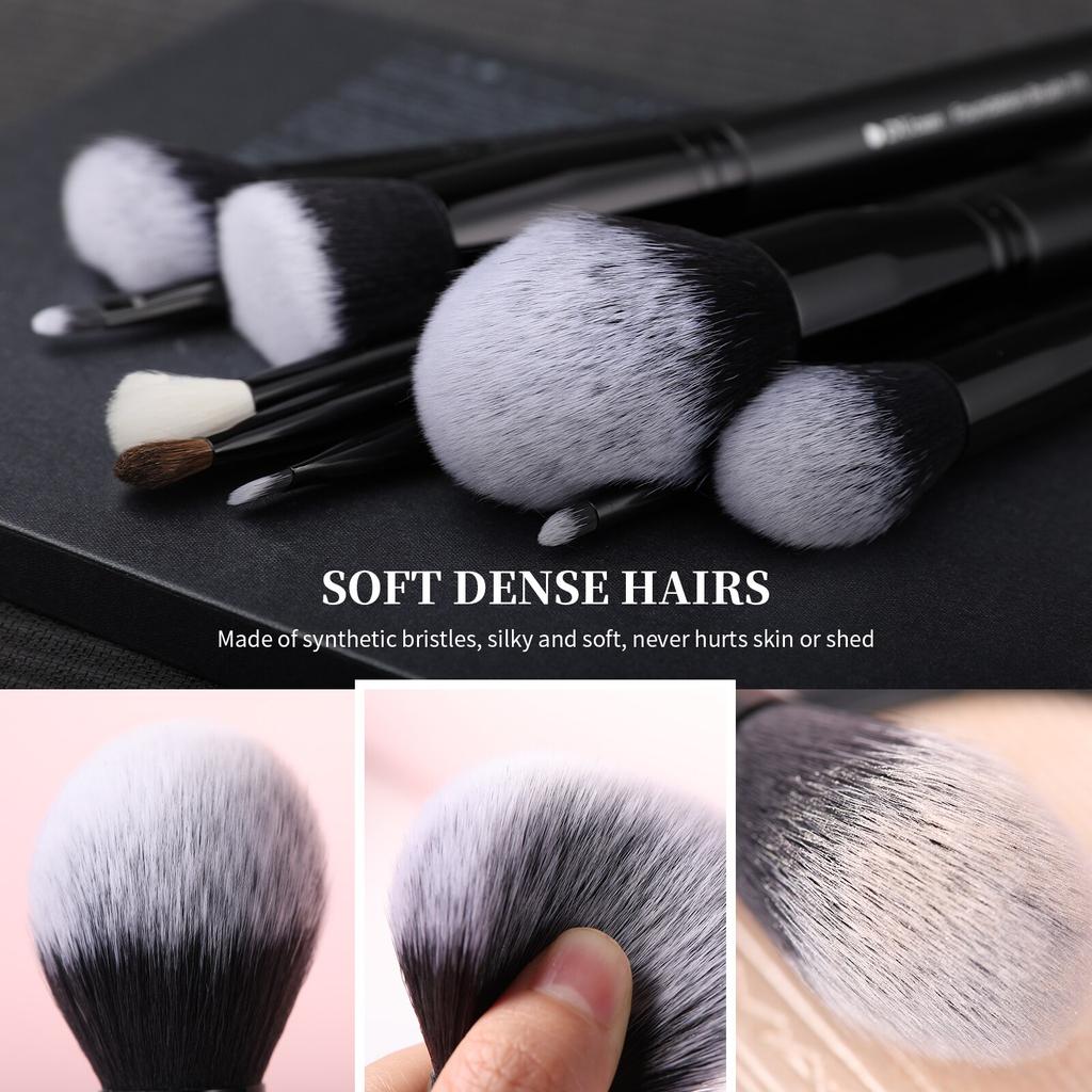 DUcare Профессиональный набор кистей для макияжа, 12 шт., пудра, основа для теней для век, лица, глаз, черные натуральные синтетические волосы, кисти для макияжа