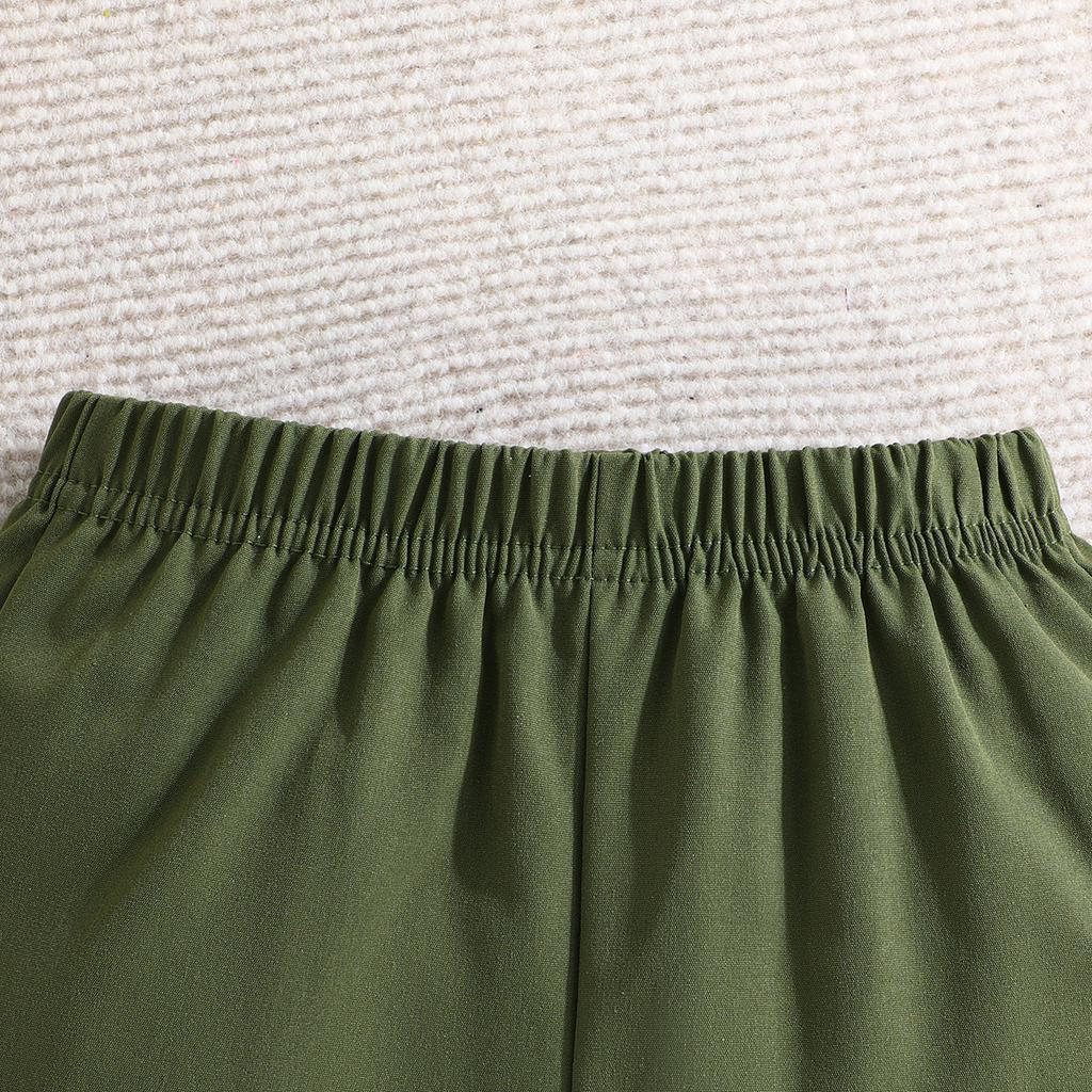 Летний детский милый набор из двух предметов: шорты с принтом животных + однотонные шорты