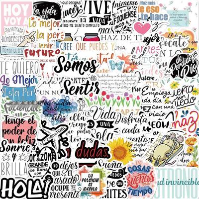 50 Водонепроницаемых Испанских Мотивационных Граффити Наклеек для DIY Декора на Чемодан или Гитару