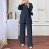 2023 Autumn/Winter Women's Long-Sleeve Top & Wide-Leg Pants Solid Color 2-Piece Casual Sportswear Set