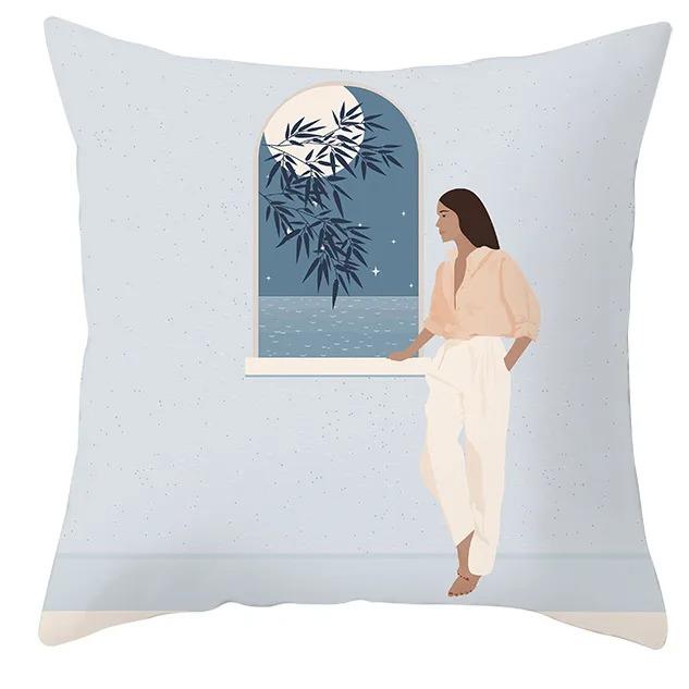 Наволочка с геометрическим абстрактным принтом в стиле ретро для автомобиля, украшения для офиса, гостиной, дома