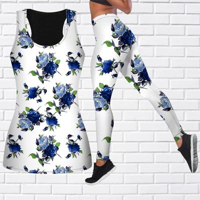 Серая роза с принтом йоги для женщин, модные леггинсы для тренировок, фитнес-спортивные повседневные штаны для йоги