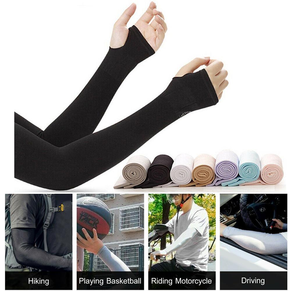 Exposed Thumb Running Sportswear Summer Cooling Arm Sleeves Sun Protection Arm Cover Outdoor Sport