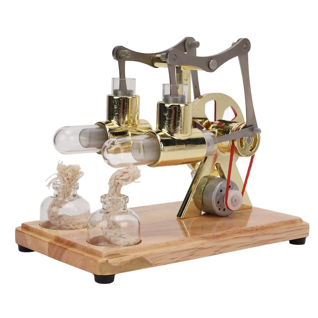 Модель двигателя Стирлинга Научная физическая модель Золотой баланс двух цилиндров Модель двигателя Стирлинга Ed