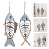 Wood Fish Decors Wall Hanging Ornament Mediterranean Fish Bone Decorations for Beach Home Bathroom Nautical Theme