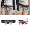 Double Hole Eyelet Grommet Gothic Waistband Trendy PU Leather Waistband Vintage Buckle Waist Belt