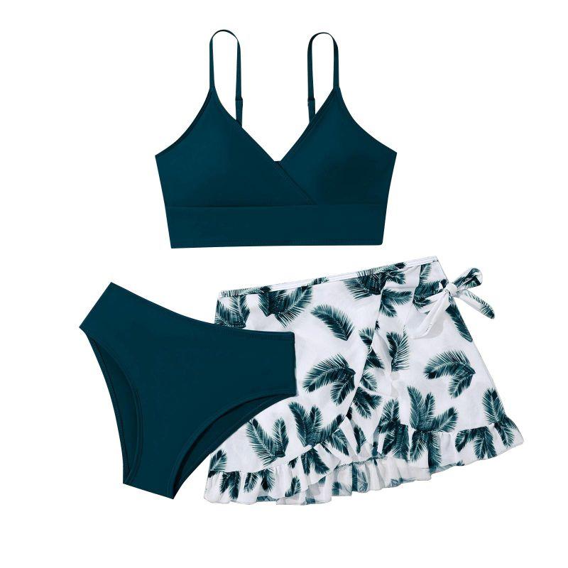 9-14 Years Kids Girls Swimsuit 3pcs Swimwear Summer Beach Clothes