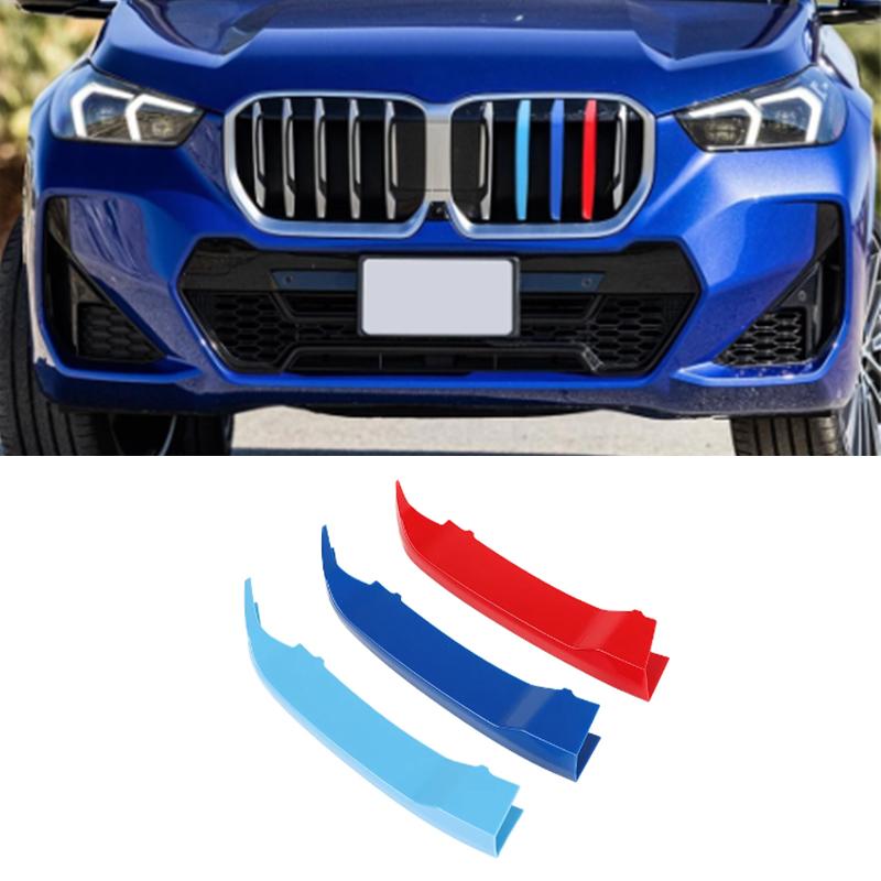 3PCS for BMW X1 Series U11 2023 Car 3D M Styling Front Grille Cover Trim Bumper Strips Stickers Cover External Accessories