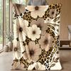 Floral Leopard Ribbon Theme blanket Lightweight Warm Flannel Blanket Decorative Throw Blanket for Home Decoration