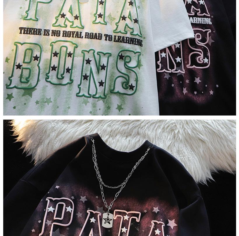 Унисекс Футболка с графическим принтом в виде звезды и буквы - Модная, из чистого хлопка, свободного кроя, с коротким рукавом, в уличном летнем стиле