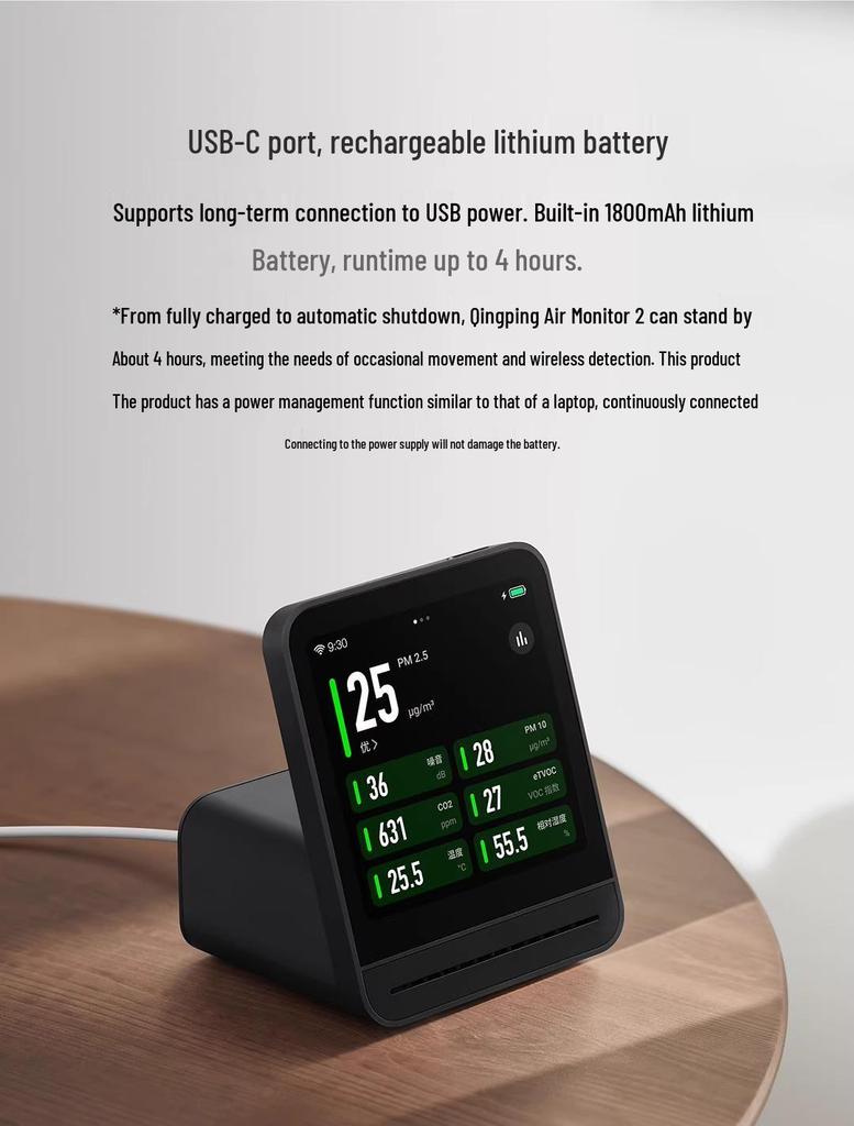 Монитор качества воздуха Qingping: PM2.5, PM10, Шум, Смог, Датчик CO2