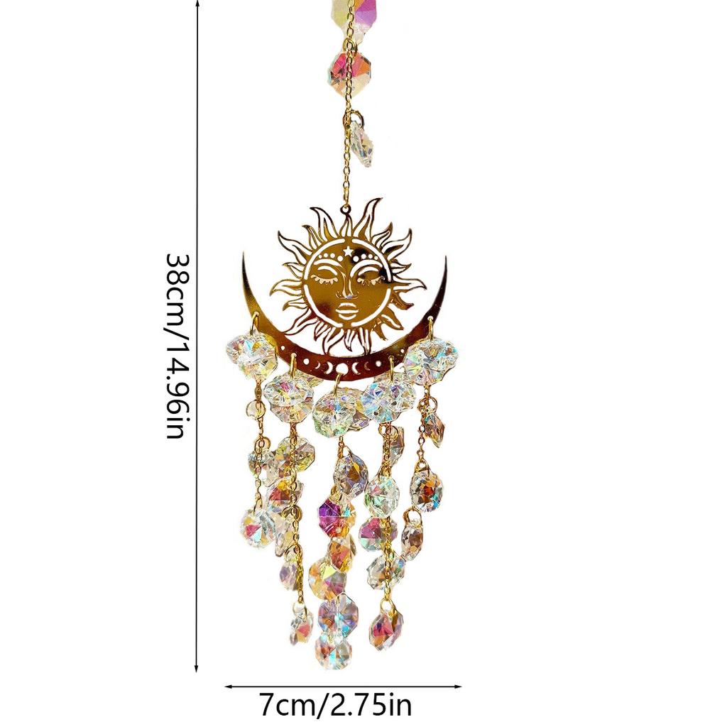 1 шт. Ловец света с кристаллами для лица и луны, Кристальная призма-шар, Подвесное украшение для дома и улицы, Украшение для двора