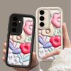 Милый мультяшный цветочный принт Мягкий TPU противоударный чехол для Samsung S24 FE S23 S22 Ultra A55 A16 A35 A54 A34 A15 силиконовый матовый защитный чехол для объектива телефона