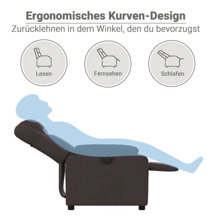 VidaXL Fauteuil Inclinable Électrique, Chaise de Relaxation avec Dossier et Repose-pied Réglables, Siège de Salon, Moderne, 3205183