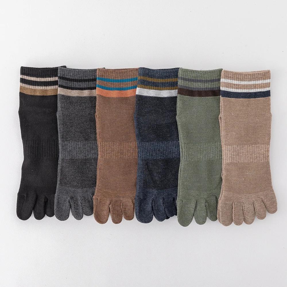 6 пар мужских носков с пальцами, модные носки до щиколотки с раздельными пальцами, высококачественные хлопковые спортивные носки с пятью пальцами