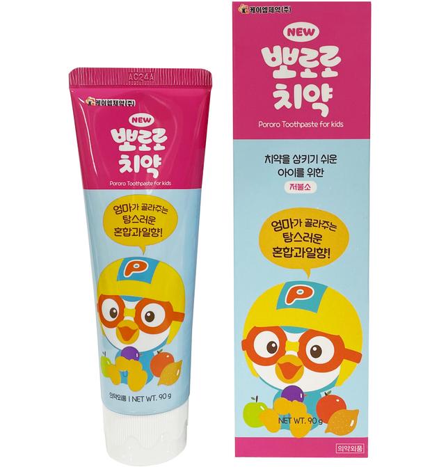 Pororo Kids Low Fluoride Toothpaste 90g x 4ea (Mixed Fruits / Apple / Melon / Pineapple) / Korean Cosmetics, Korean Oral Care, Dental Care