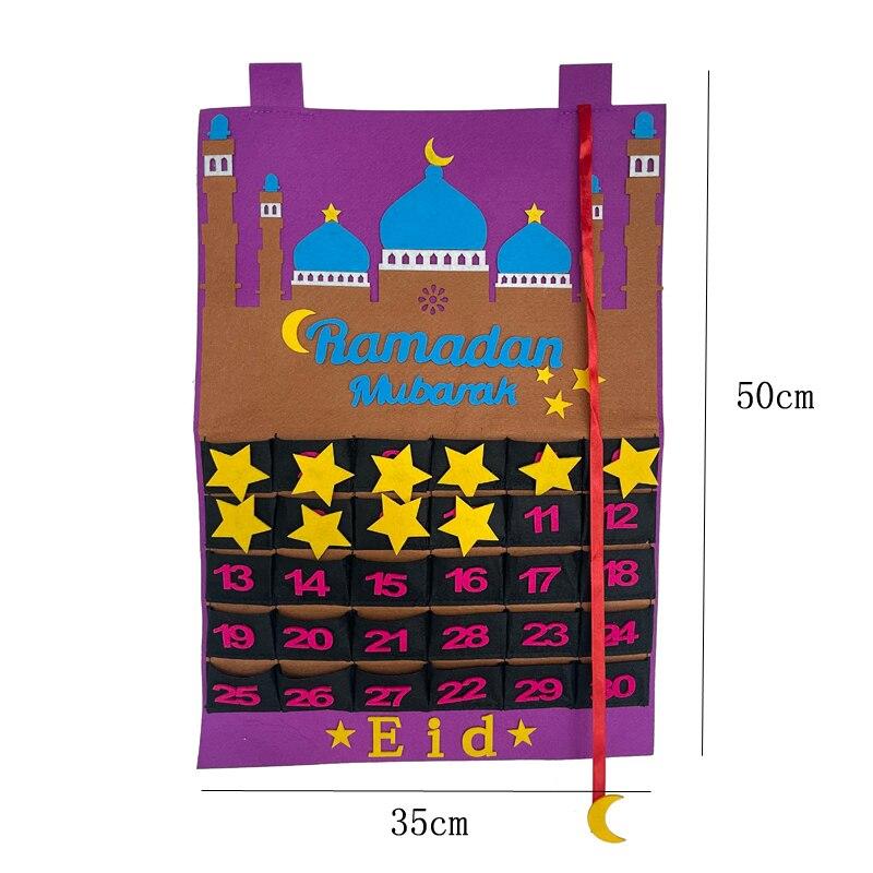 New Eid Mubarak 30days Advent Calendar Hanging Craft Countdown Calendar for Ramadan Decorations Kids Eid Mubarak Gifts Supplies