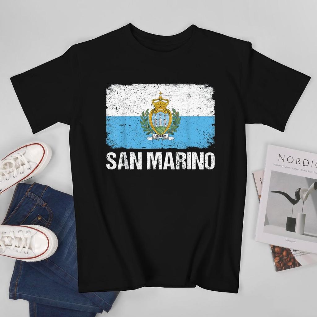 More Design San Marino Flag San Marinese Unisex Tshirt Tees Tshirt Oneck T Shirts Unisex Boys Clothing 100 Cotton