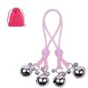 Adjustable Nipple Clips with Bells Luminous Non Piercing Breast Nipple Clamps Skull Noose Nipple Jewelry (Pink Silver)