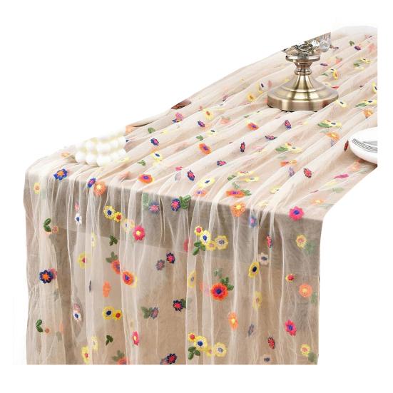 Цветочная скатерть-дорожка Весенняя Летняя Цветочная скатерть-дорожка 6 футов Тюль