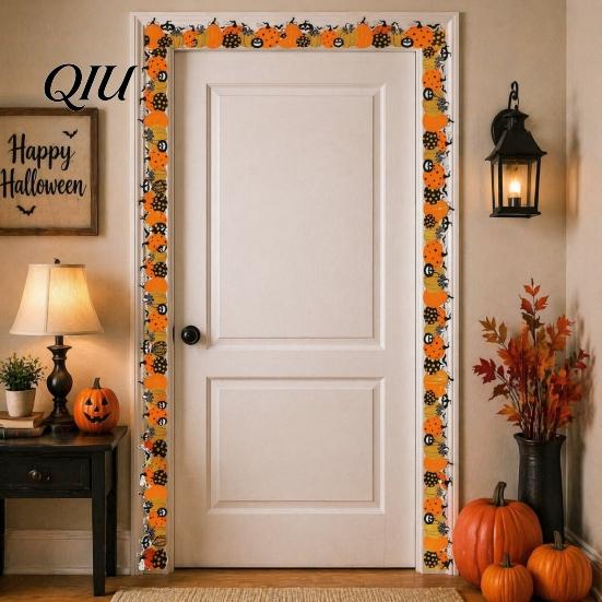 Indoor Halloween Stickers with Pumpkin And Bat Prints, Durable Coated Haunted House Theme Decor Paper Decals, Stylish Frame for Holiday Party Spooky