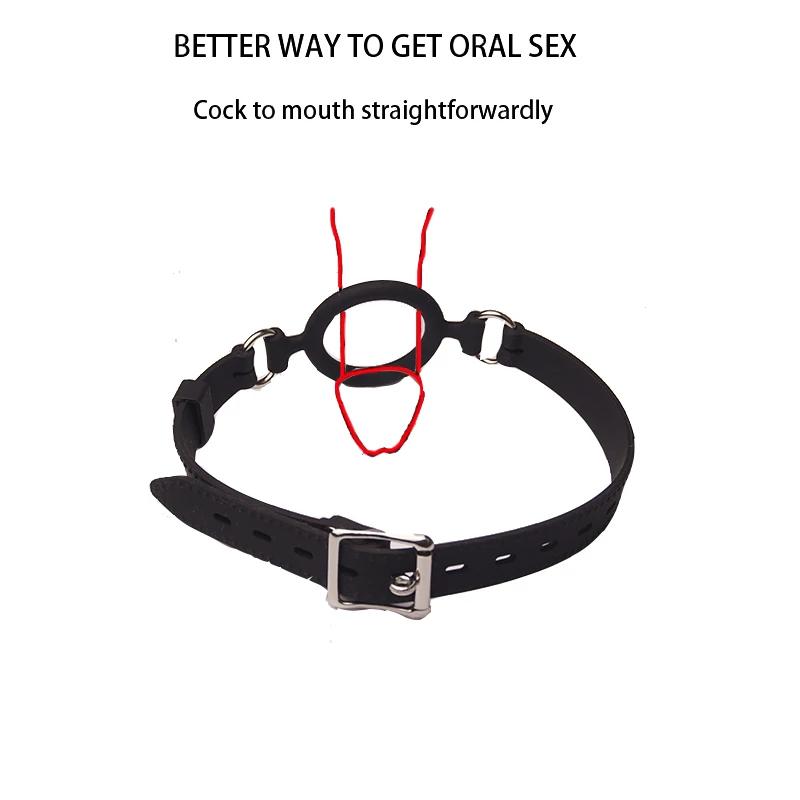 Полностью силиконовый О-образный ремешок-кляп, Кляп для прикуса с открытым ртом, Фетиш-игрушки для оральной фиксации, Намордник для БДСМ-рабства, Инструменты для флирта для пары