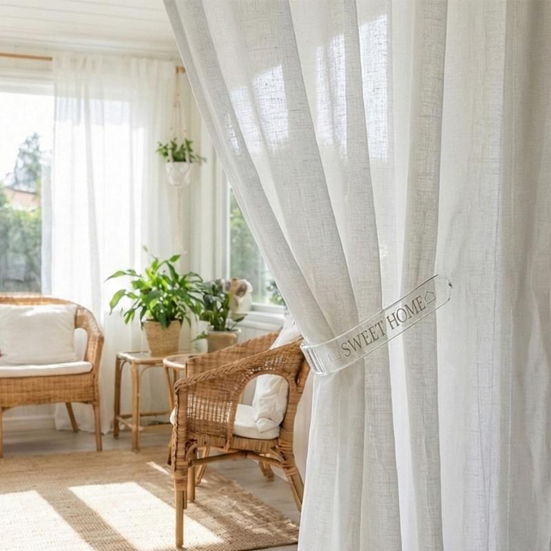 Set Of 2 Clear Acrylic Curtain Holders Wall Mountable Hooks Window Drapery Tiebacks Holdbacks For Curtain Organization