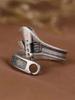 Tool Wrench Open Ring Silver Plated Adjustable Ring Men Motorcycle Bike Riding Hip Hop Rock Trend Jewelry