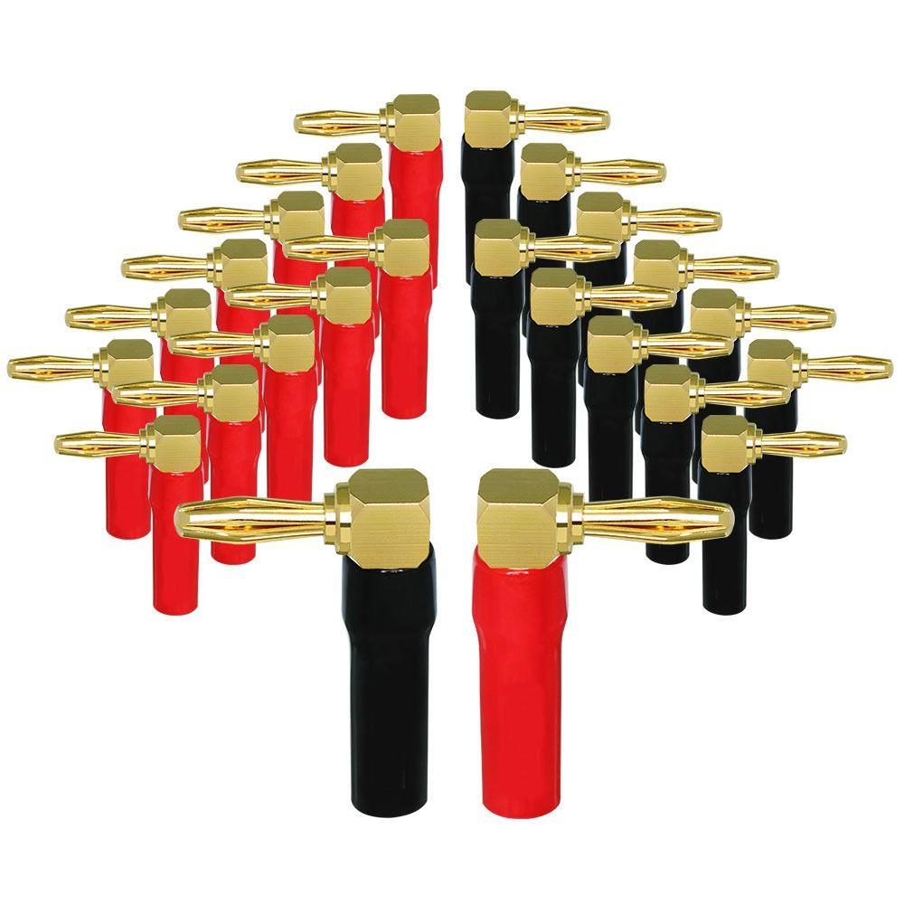 2/4Pcs 24K Gold Plated Gold Plated Audio Connector Self-locking Banana Plug Audio Cable Adapter