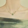 S925 Sterling Silver Necklace Antique Cheongsam Clavicle Chain Summer Round Bead Jade Necklace Donut Hetian Jade Peace Buckle Necklace Women