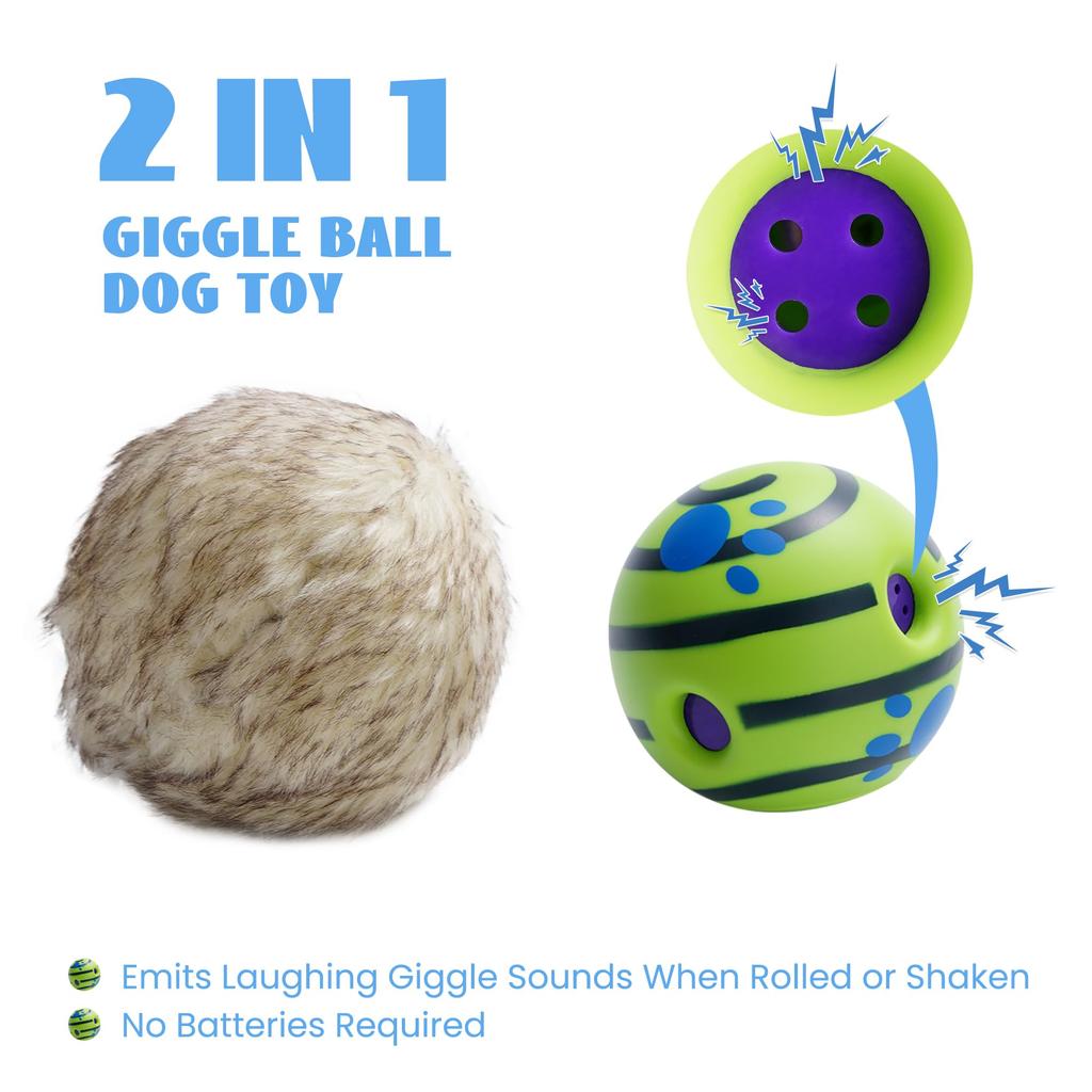 Wobble Giggle Ball — это интерактивная игрушка, предназначенная для снятия стресса у собак. Этот мягкий мячик издает забавные звуки при катании или и подходит для а