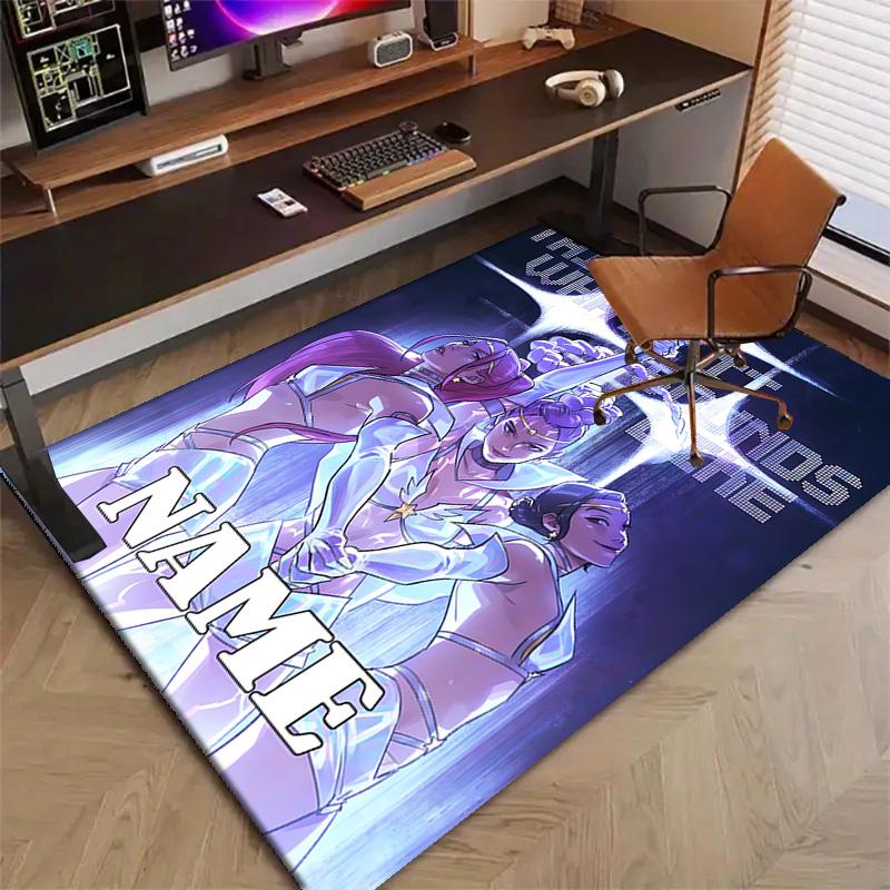 Custom KPop Demon Hunters Mat Personalized Name, Polyester Washable Indoor Entryway Rug, Gift for Christmas, Easter, Thanksgiving Day