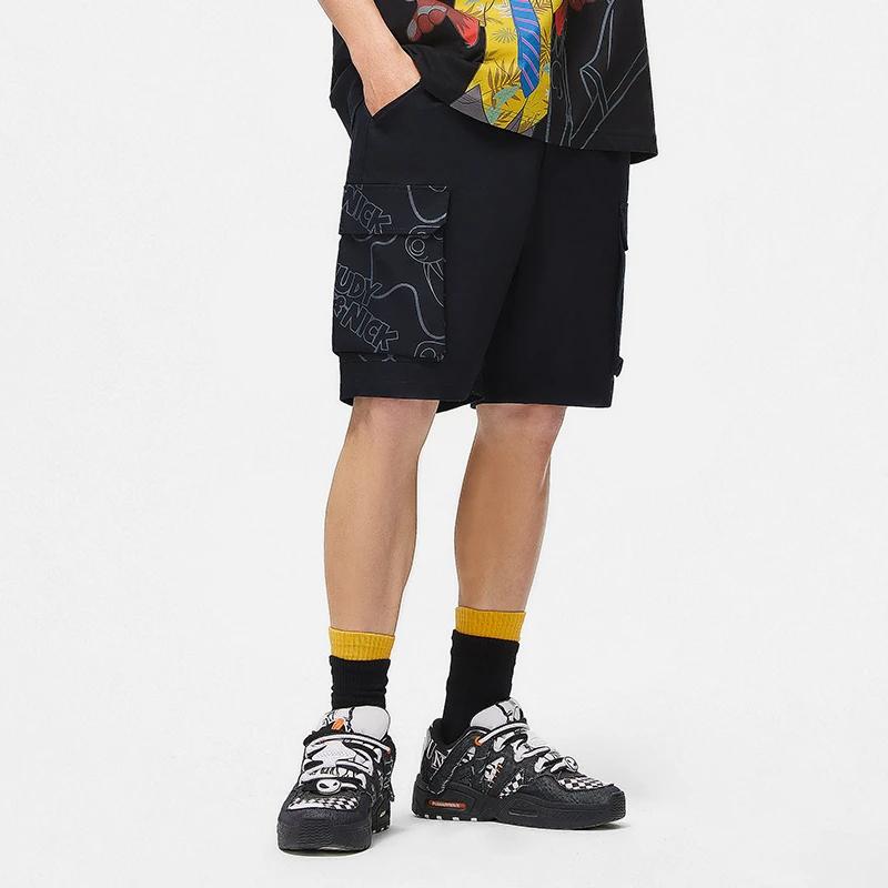 Li Ning X Disney Collaboration Серия «Зверополис» с мультяшным принтом Повседневные шорты Мужские шорты Черные AKST243-2