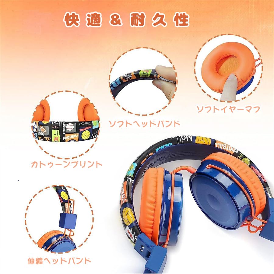 WHWKOP Headphones for Elementary School Microphone Adjustable Foldable Stereo Sound Volume Limit Wired Headphones Online Students/Kids/HD