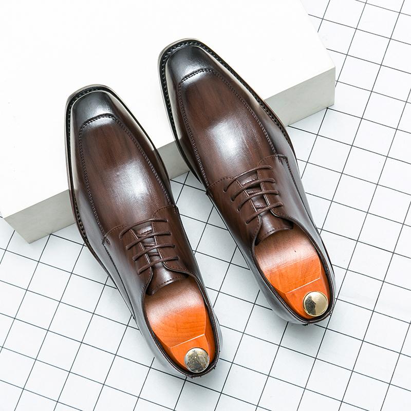 New Concise Black Lace-up Business Leather Shoes Men's Dress Shoes Casual British Style Office Daily Shoes Footwear Zapatillas
