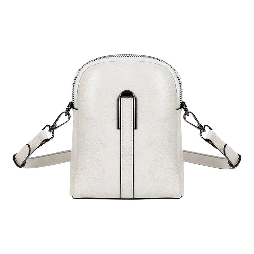 Винтажная вощеная коровья кожаная сумка через плечо для мобильного телефона с двойной молнией