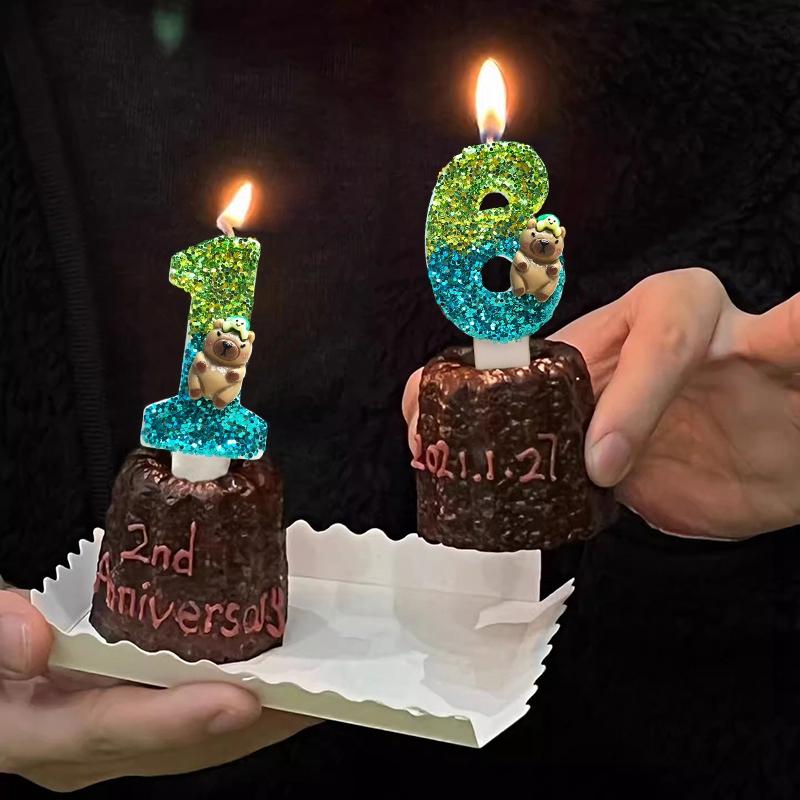 0-9 Number Capybara Candle Cute  Cake Topper Birthday Digital Candle For Children Kid Birthday Party Baby Shower Decor Cartoon