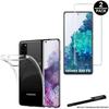 2 Tempered Glasses for Samsung Galaxy S20 FE and 1 Transparent Soft Protective Case with Toproduits® Stylus