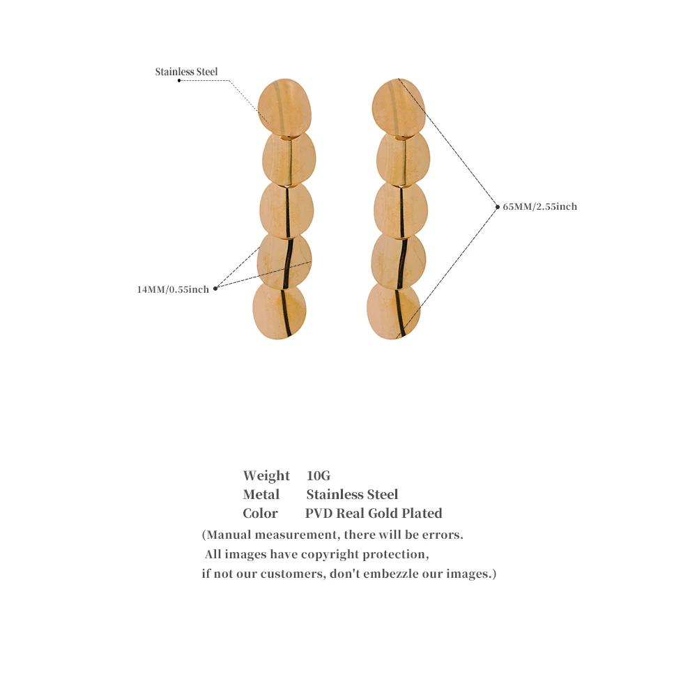 Eetit Гладкие металлические круглые длинные висячие серьги из нержавеющей стали для женщин, простые привлекательные водонепроницаемые украшения для ушей