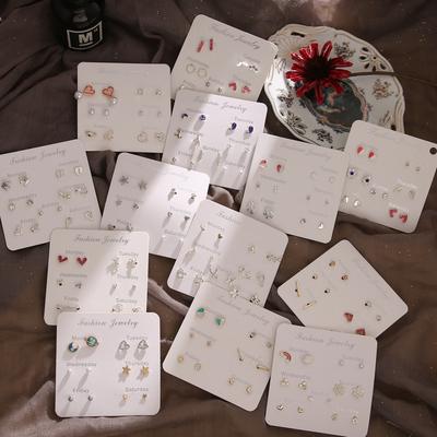 6 пар. Серьги - гвоздики. Горный хрусталь